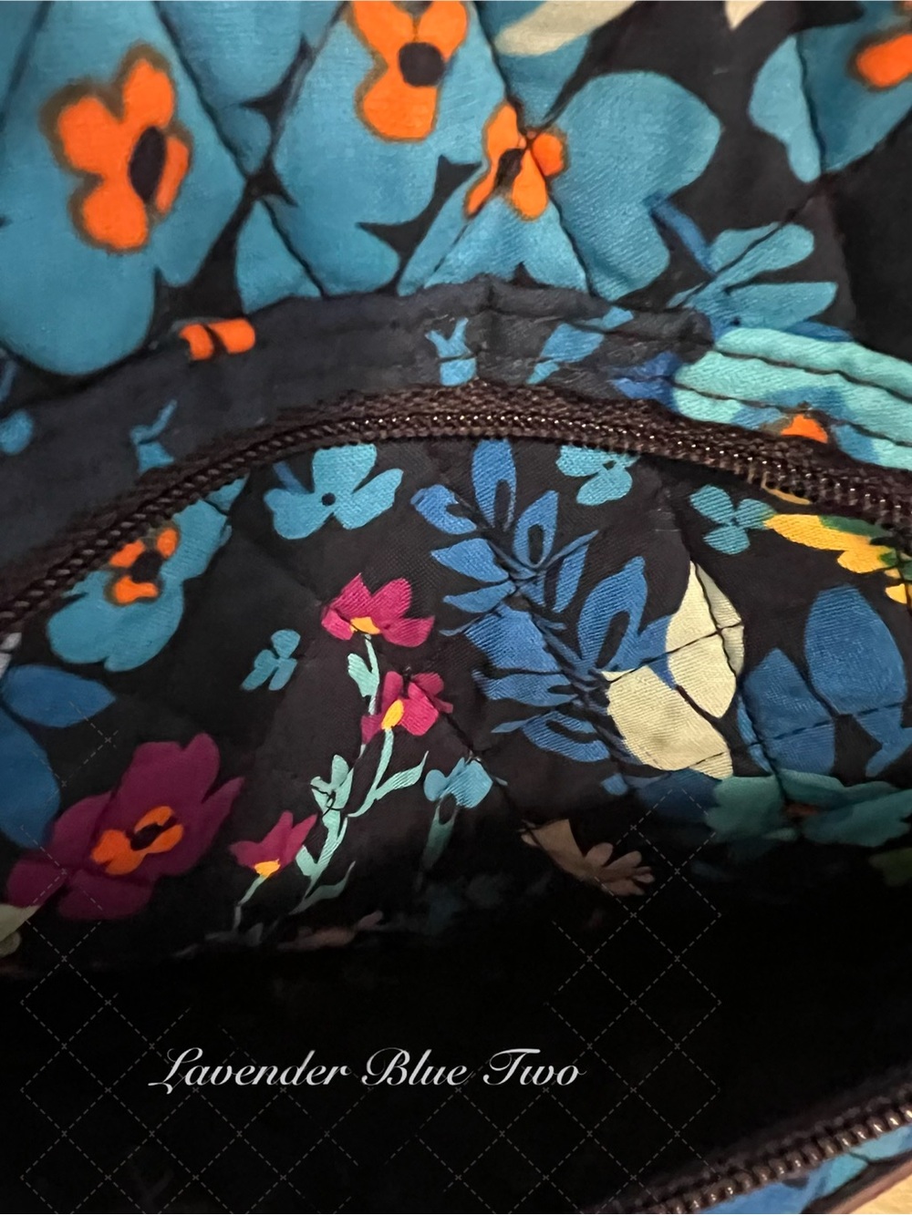 VERA BRADLEY Midnight Floral 2013 XL Duffle Bag Navy Turquoise Lightweight Y2K - Picture 4 of 15